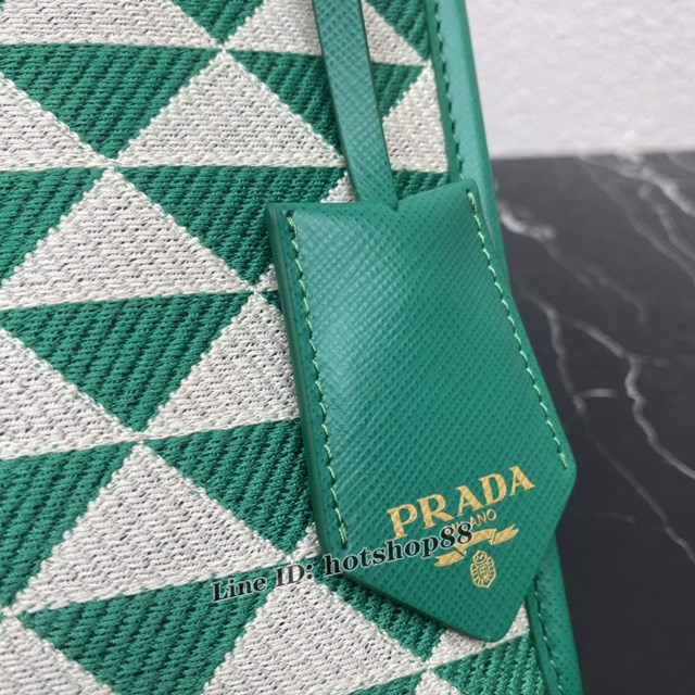 Prada專櫃新款刺繡織物包購物袋 1BA355 普拉達小號手提肩背刺繡托特包 csp1158